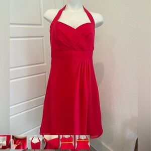Alfred Angelo Hot Pink Halter Dress